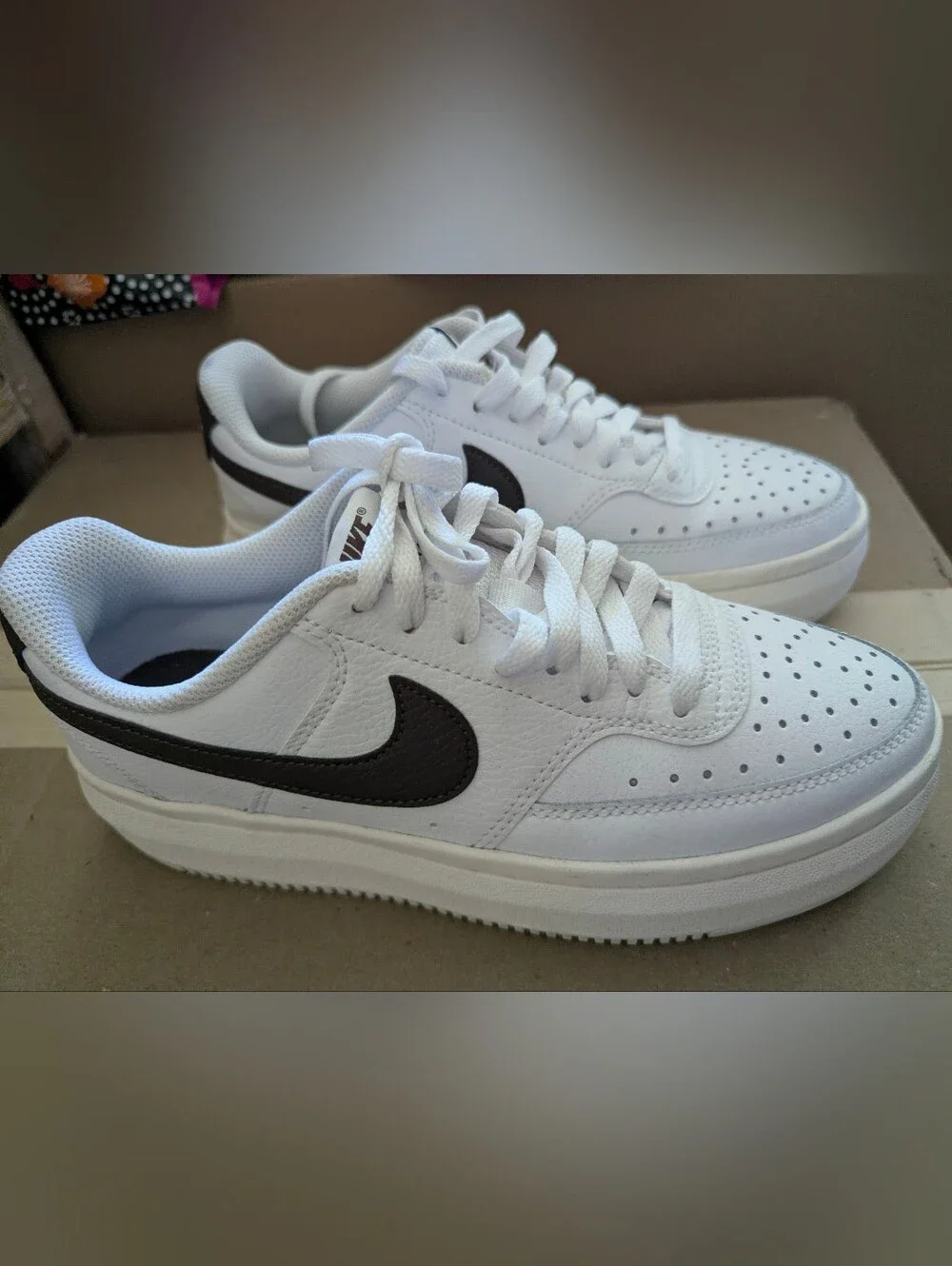 Nike Court Vision Alta White Baroque Brown Sz 7.5 Women's